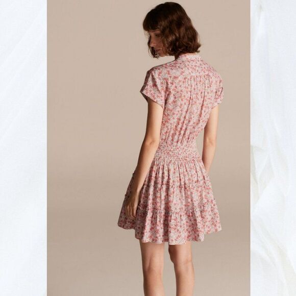 Rebecca Taylor Short Sleeve Eva Smocked Floral Mini Dress - Picture 2 of 14